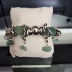 Elegant Silver and Green Bracelet